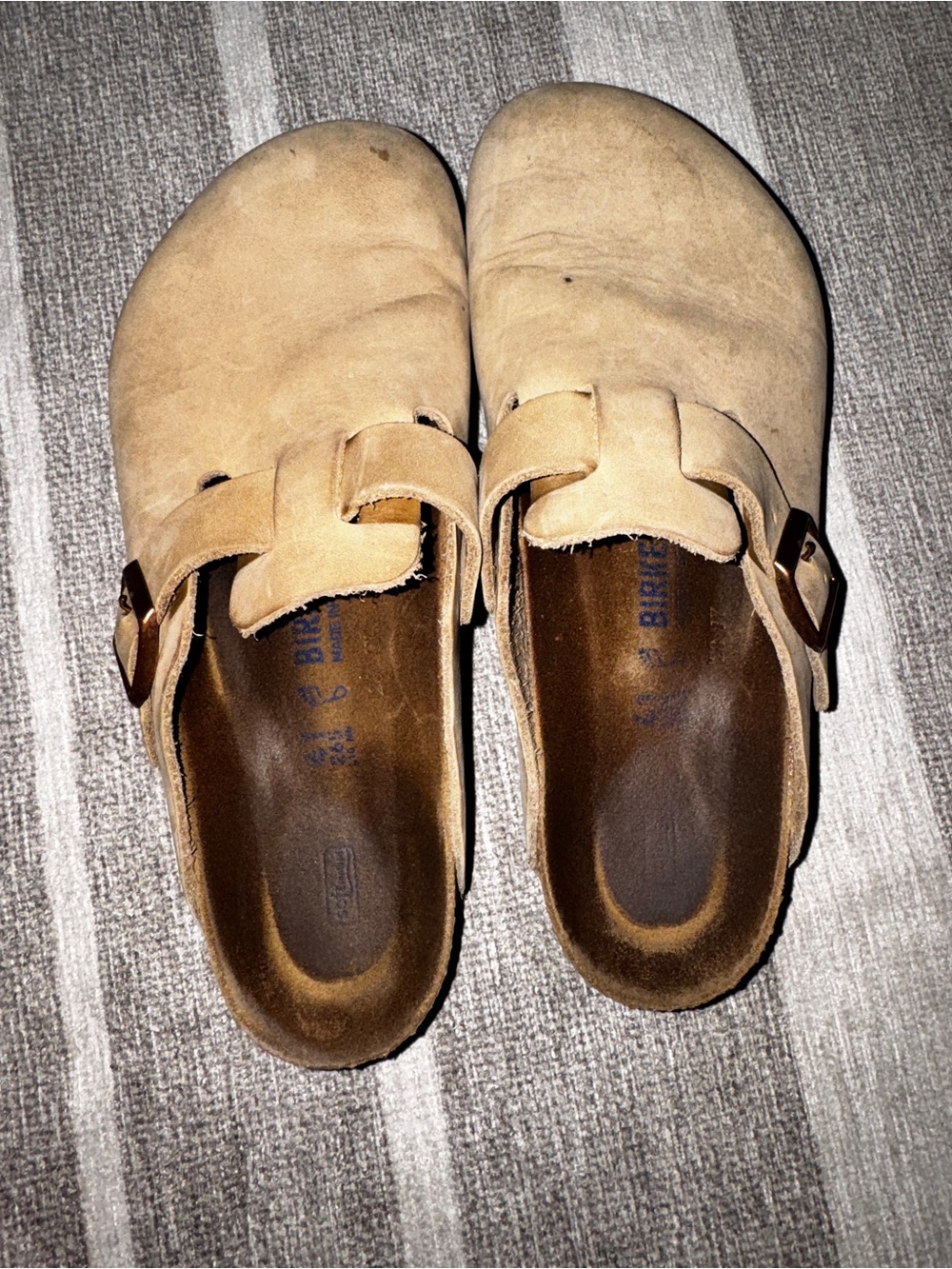 Birkenstock Tan Suede Clogs with Buckle - Picture 5 of 6